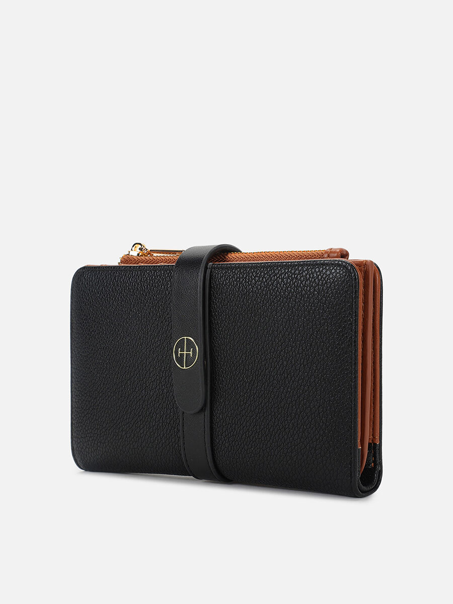 TODAYFUL ★ Leather Compact Wallet Kendall Black Wallet by IRTH | House Of Titan | Women's Wallets