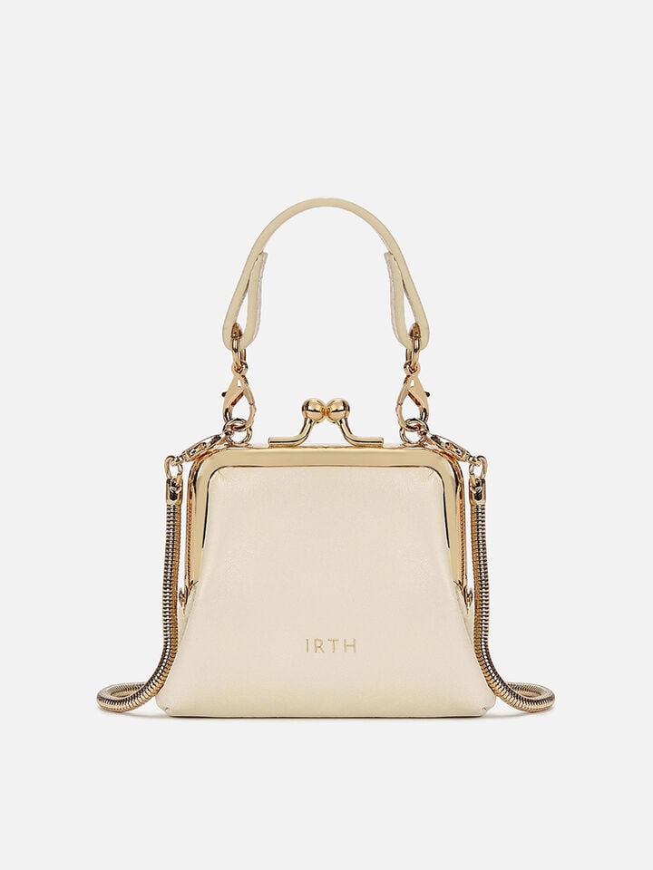 Juliet Leather Miniature Kiss Lock - Off-White