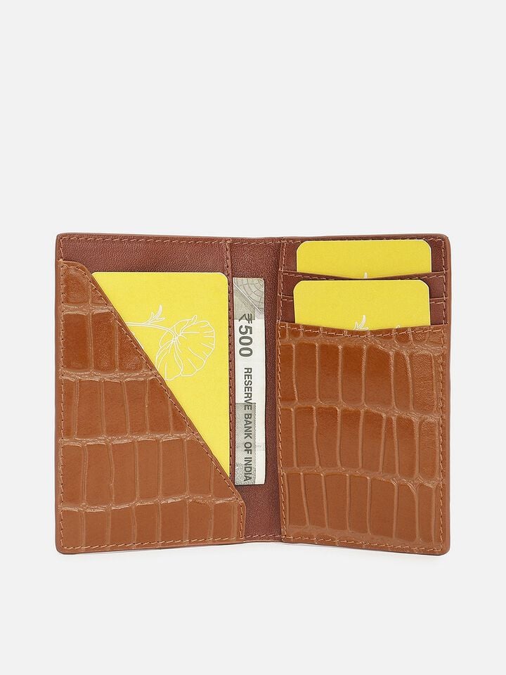 August Croco Leather Wallet - Tan