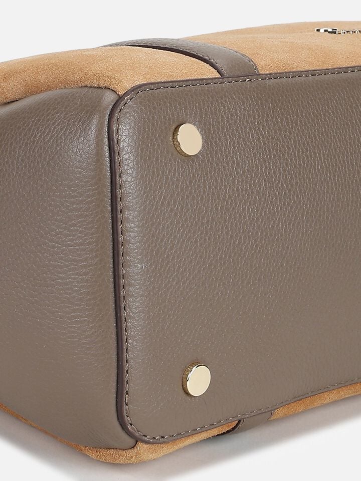 Lily Medium Suede Handheld - Brown
