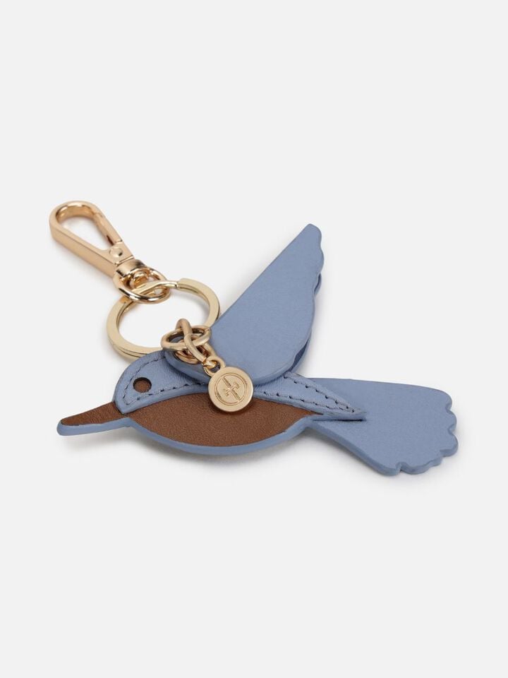 Hummingbird Leather Bag Charm - Blue