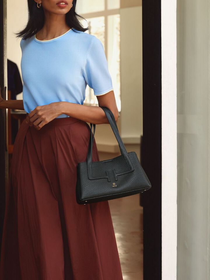 Initials Wide Shoulder Bag - Black