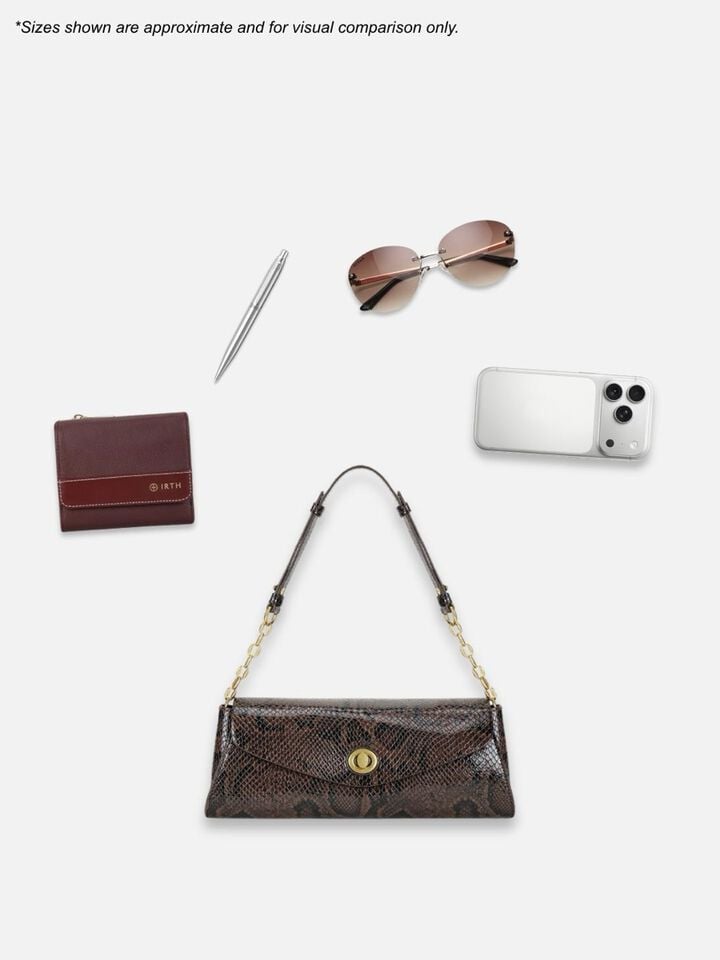 Ness Snakeskin Shoulder Bag - Brown