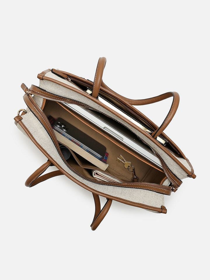 Phoebe Canvas Work Bag - Beige