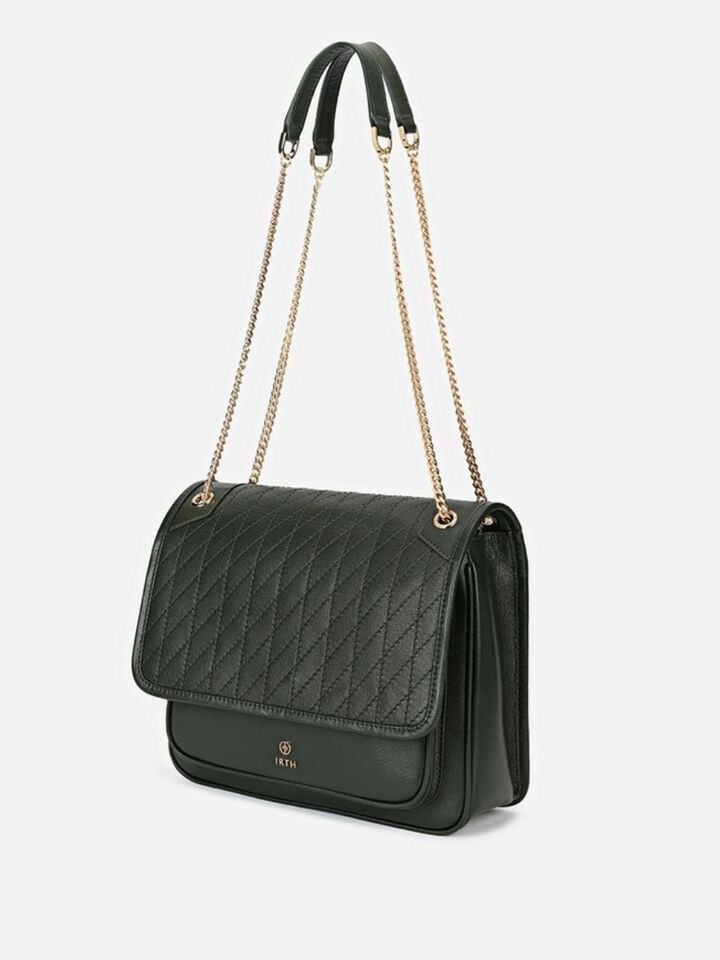Lynn Leather Shoulder Bag - Green