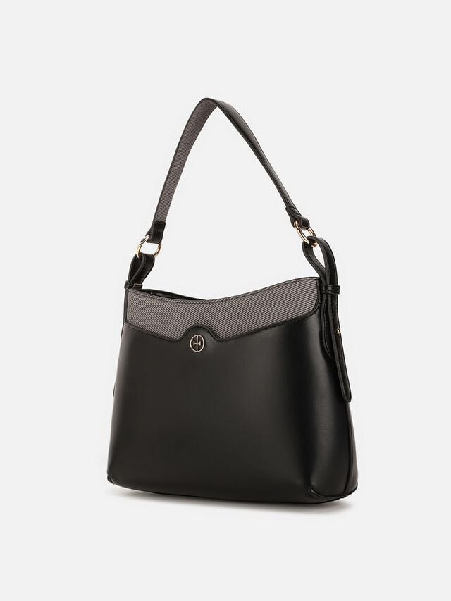Olivia Tweed Shoulder Bag - Black
