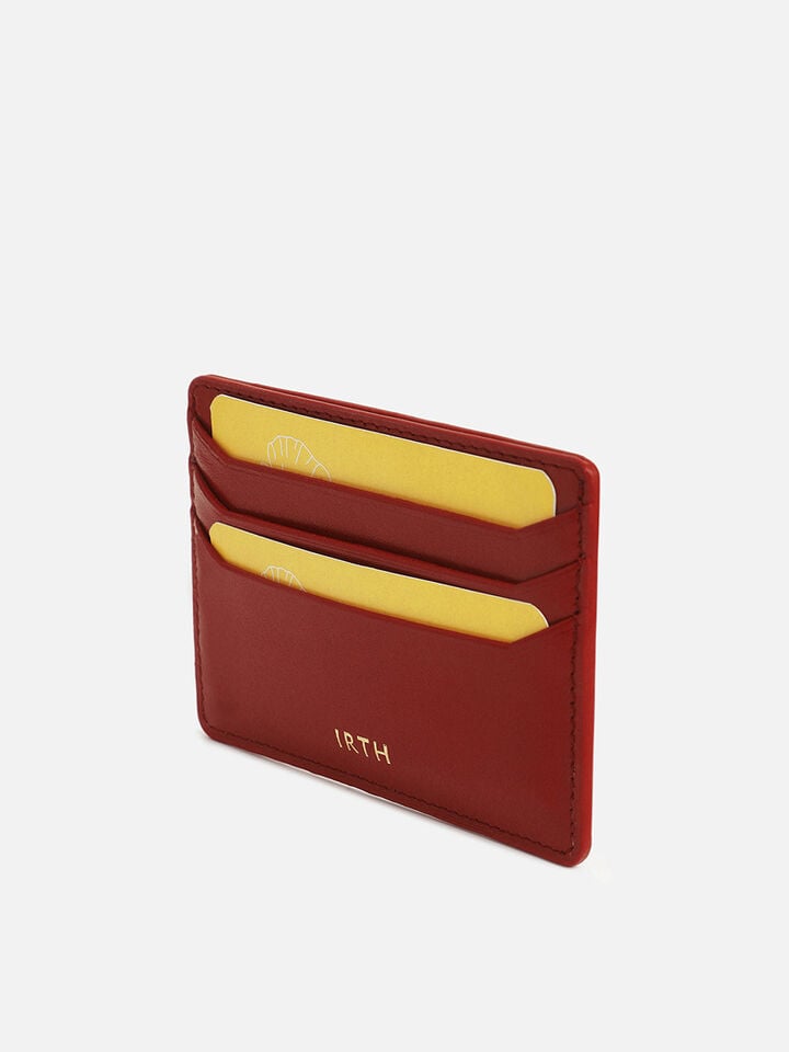 Tuck Leather Card Holder - Red