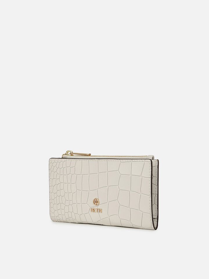 Jude Croco Leather Wallet - Off-White