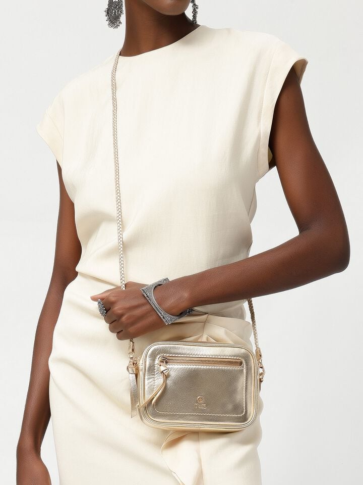 Louisa Leather Metallic Sling - Gold