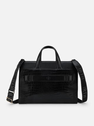 Olivia Croco Work Bag - Black