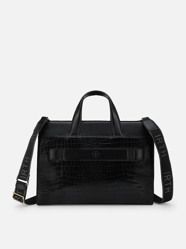 Olivia Croco Work Bag - Black