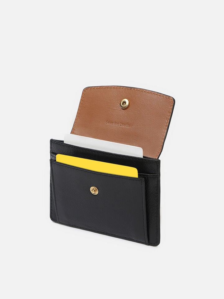 Flip Leather Card Holder - Black