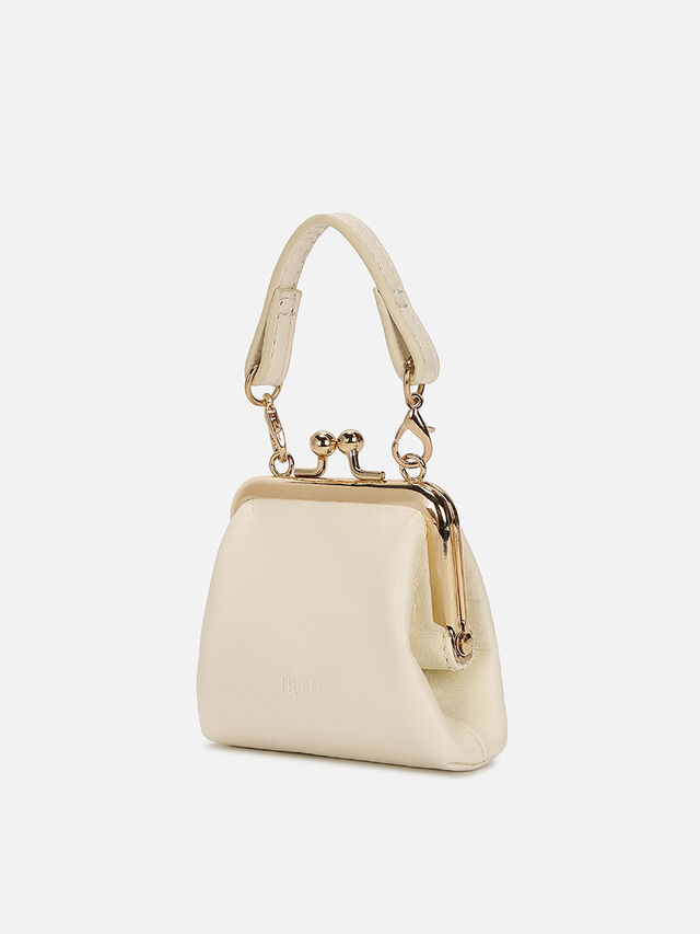 Juliet Leather Miniature Kiss Lock - Off-White