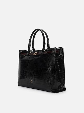 Stephanie Croco Work Bag - Black