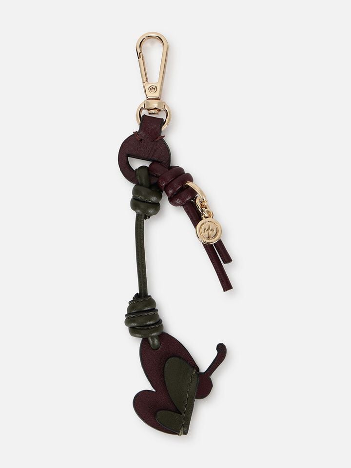 Butterfly Leather Bag Charm - Dark Cherry