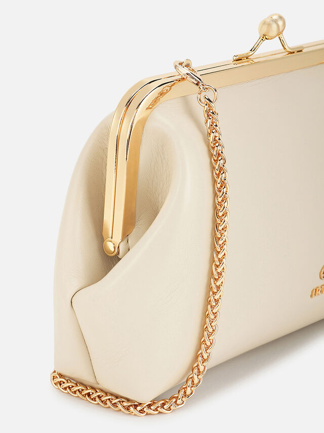 Juliet Medium Kiss Lock Clutch - Off-White