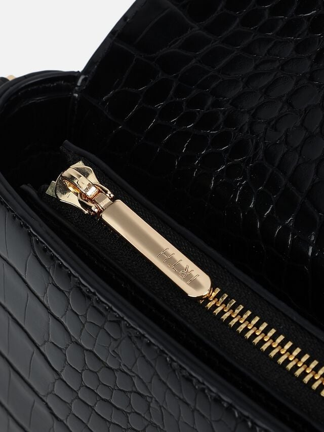 Sophie Croco Shoulder Bag - Black