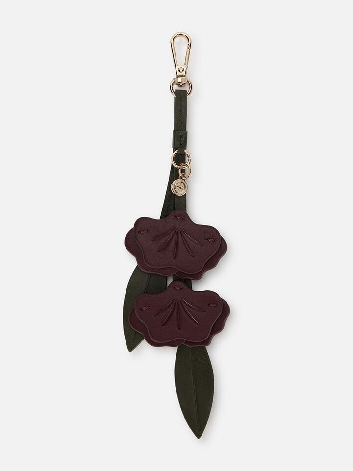 Poppies Leather Bag Charm - Dark Cherry
