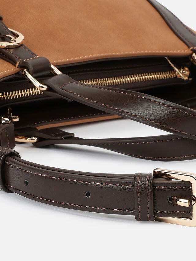Maren Faux Suede Handheld - Tan
