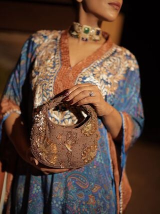 Ira Beaded Sparkles Handheld - Brown