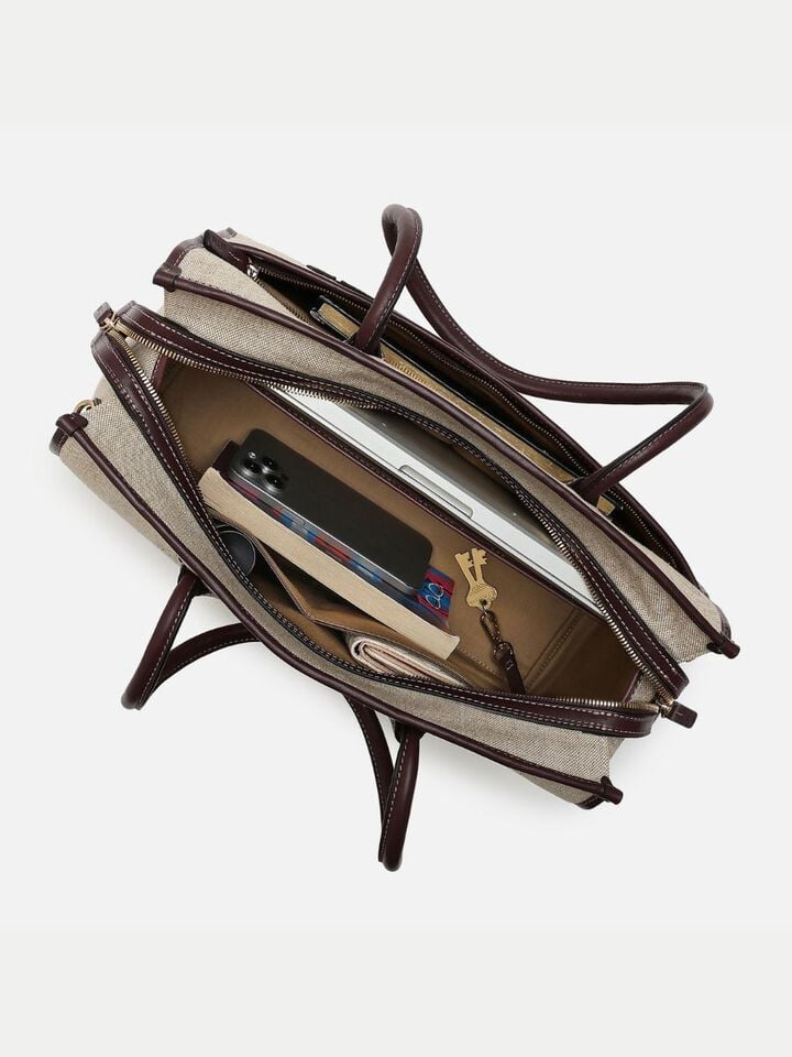 Phoebe Canvas Work Bag - Brown