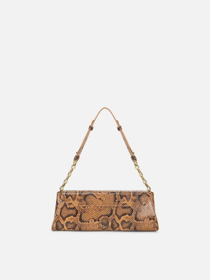 Ness Snakeskin Shoulder Bag - Tan