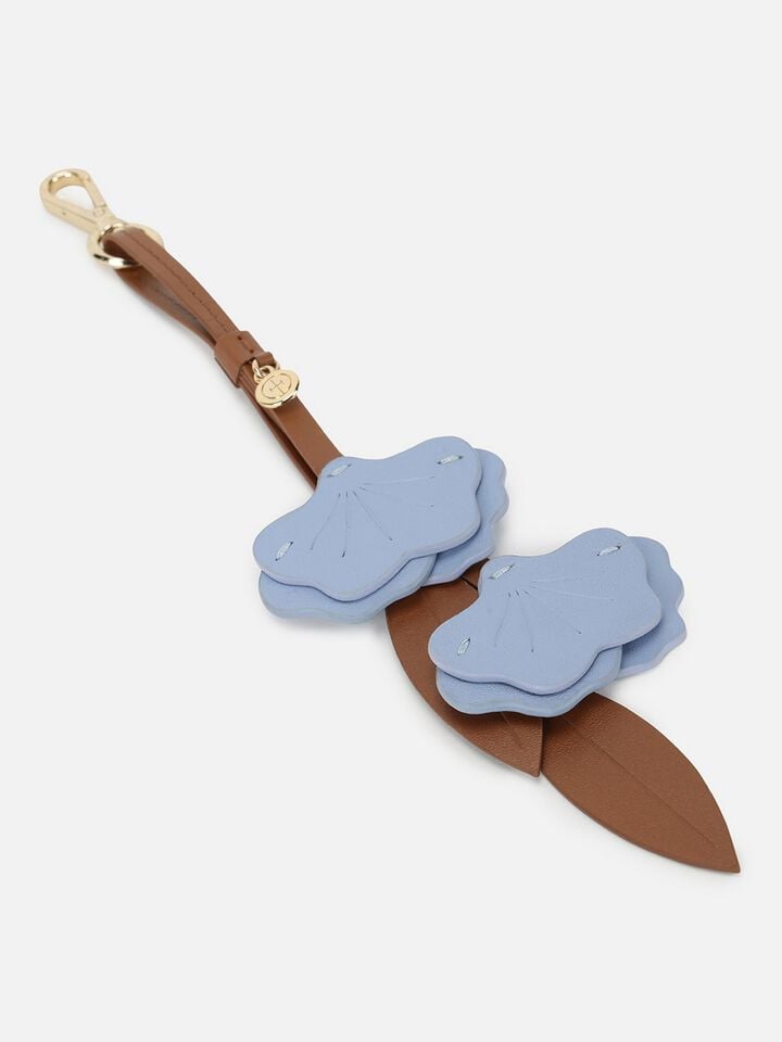 Poppies Leather Bag Charm - Blue