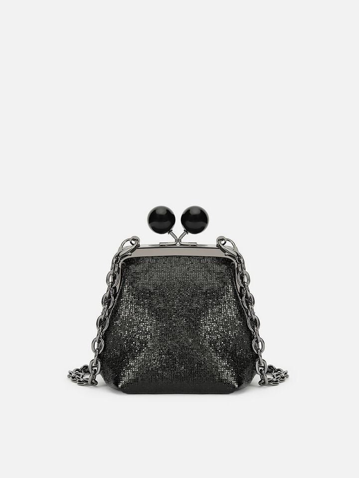 Juliet Sparkles Miniature Kiss Lock - Black