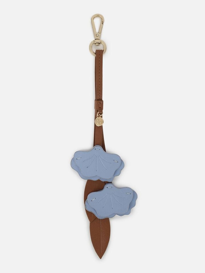 Poppies Leather Bag Charm - Blue