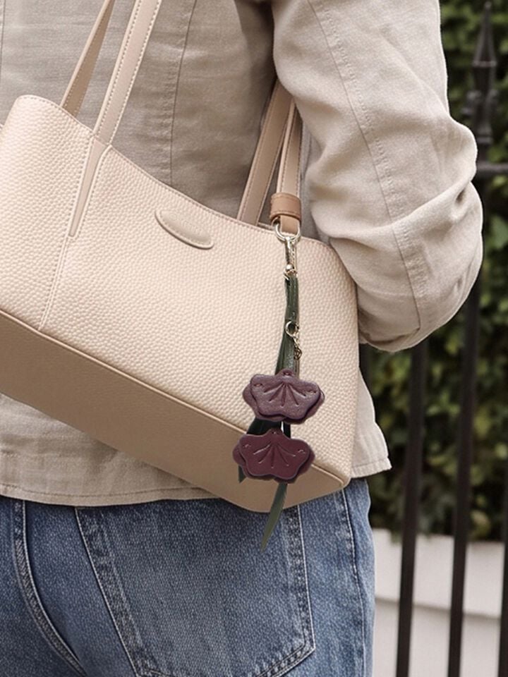 Poppies Leather Bag Charm - Dark Cherry