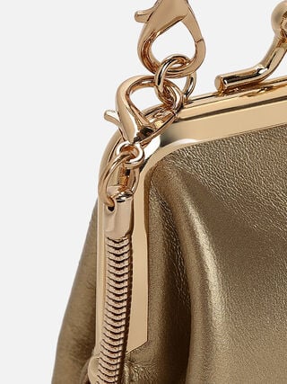 Juliet Leather Miniature Kiss Lock - Gold
