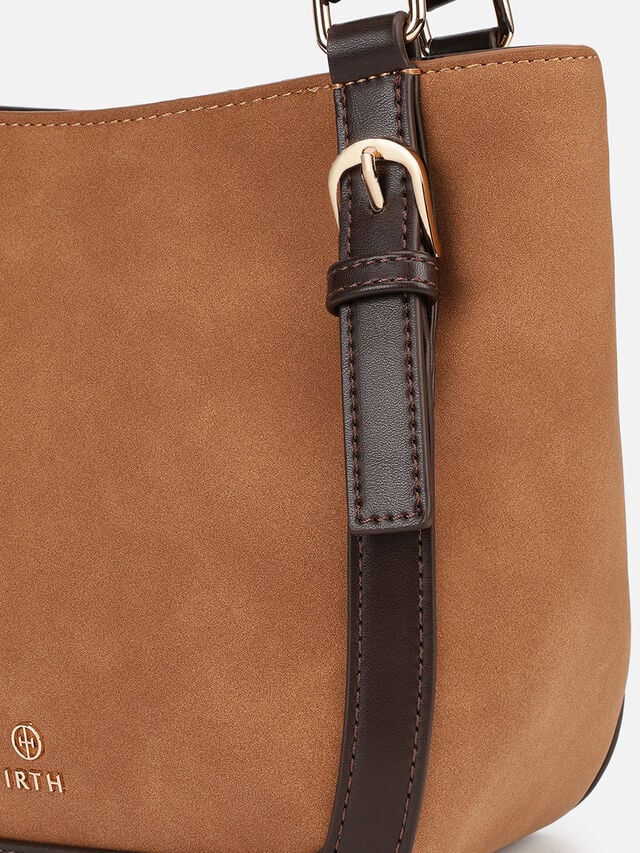 Maren Faux Suede Handheld - Tan