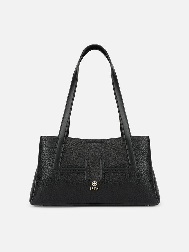 Initials Wide Shoulder Bag - Black