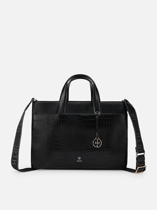 Olivia Croco Work Bag - Black