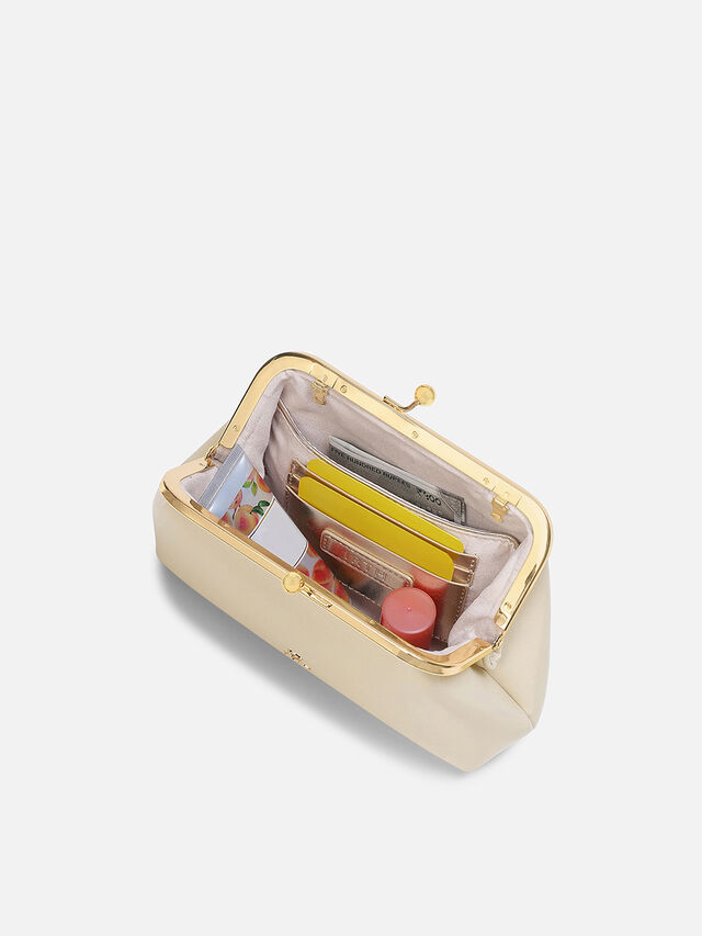 Juliet Small Kiss Lock Clutch - Off-White