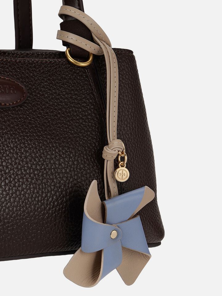 Pinwheel Leather Bag Charm - Blue