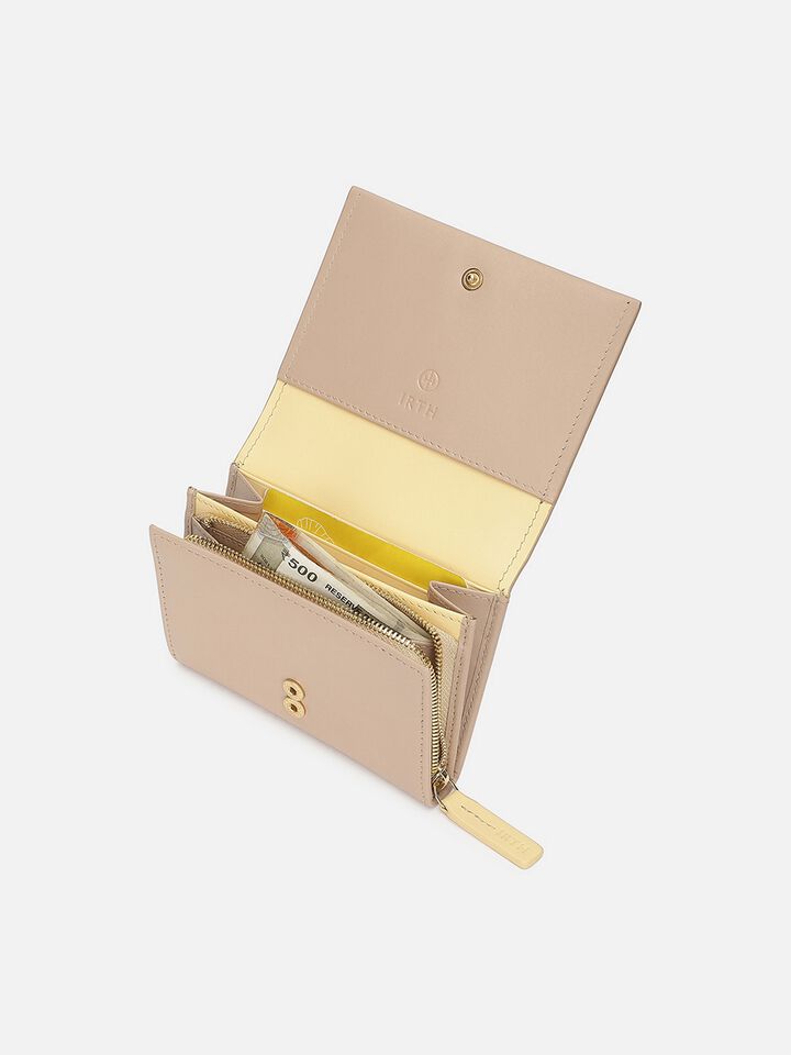 Parker Small Leather Wallet - Beige