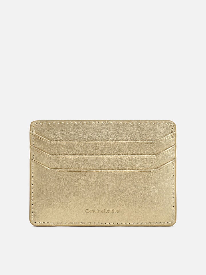 Tuck Leather Card Holder - Gold