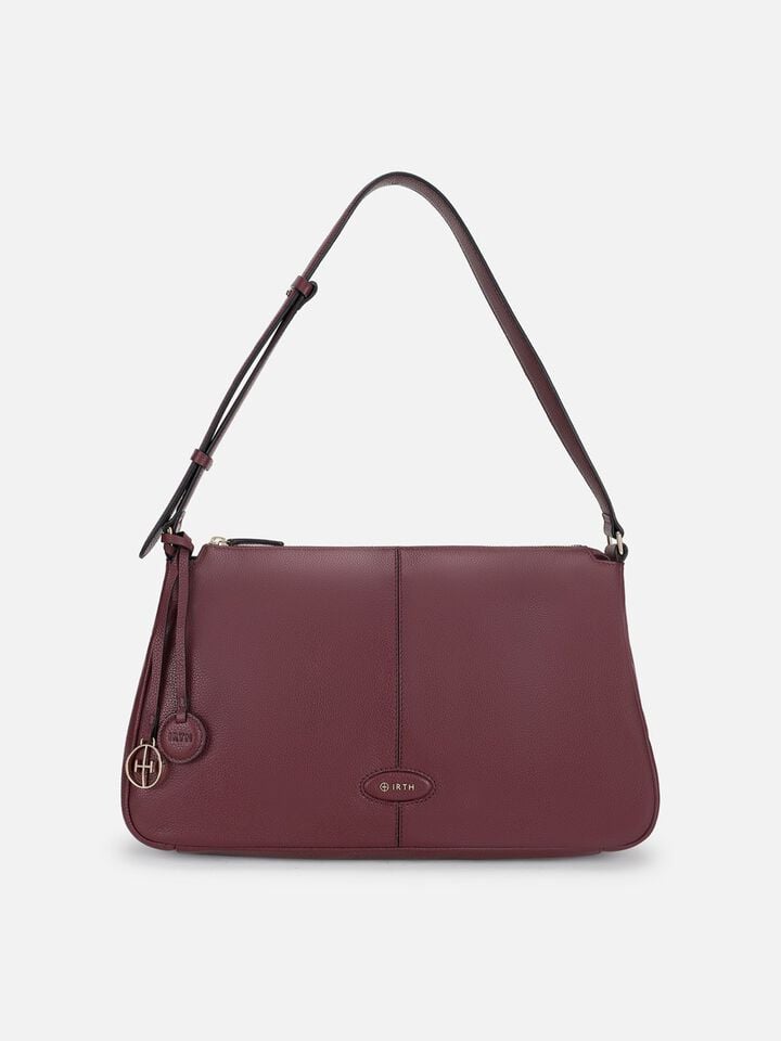 Lucy Leather Shoulder Bag - Dark Cherry