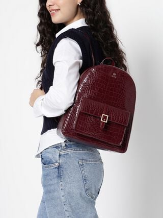 Marlow Croco Backpack - Dark Cherry