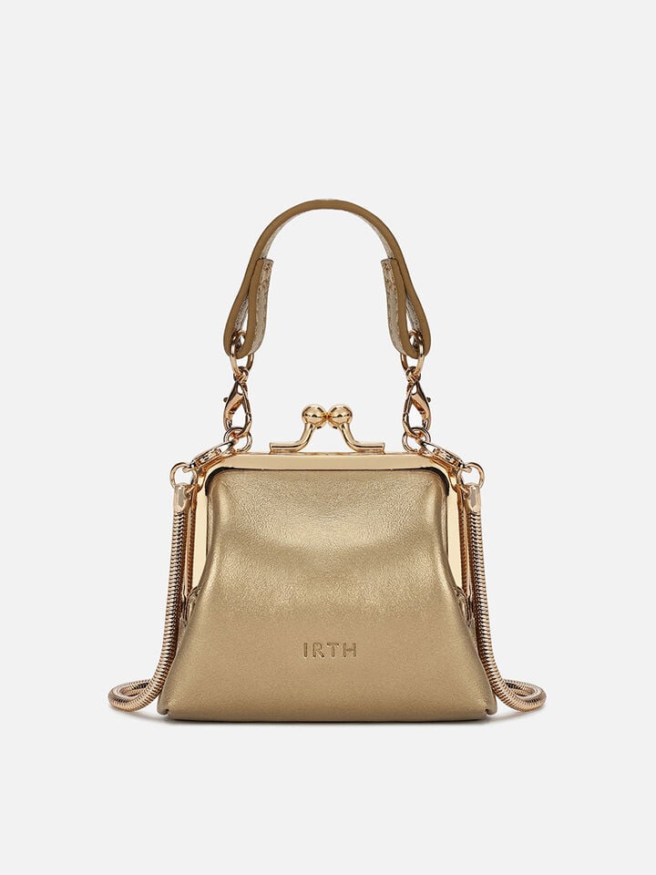 Juliet Leather Miniature Kiss Lock - Gold