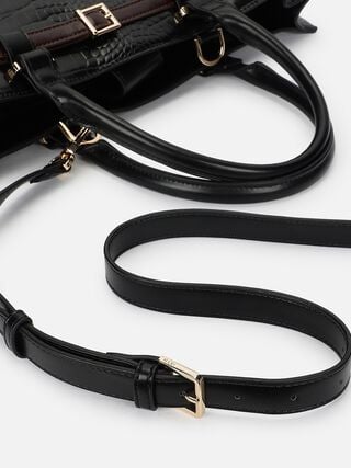 Stephanie Croco Work Bag - Black