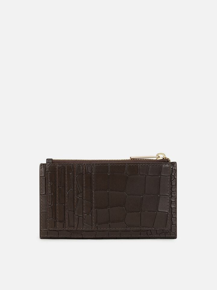 Jude Croco Leather Wallet - Brown