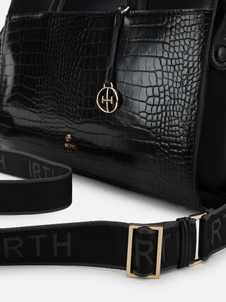 Olivia Croco Work Bag - Black