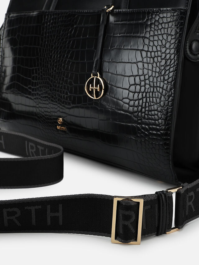 Olivia Croco Work Bag - Black