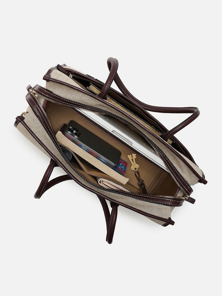 Phoebe Canvas Work Bag - Brown