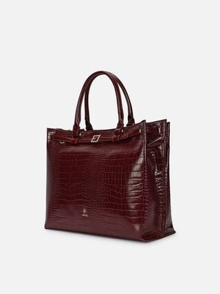 Stephanie Croco Work Bag - Dark Cherry