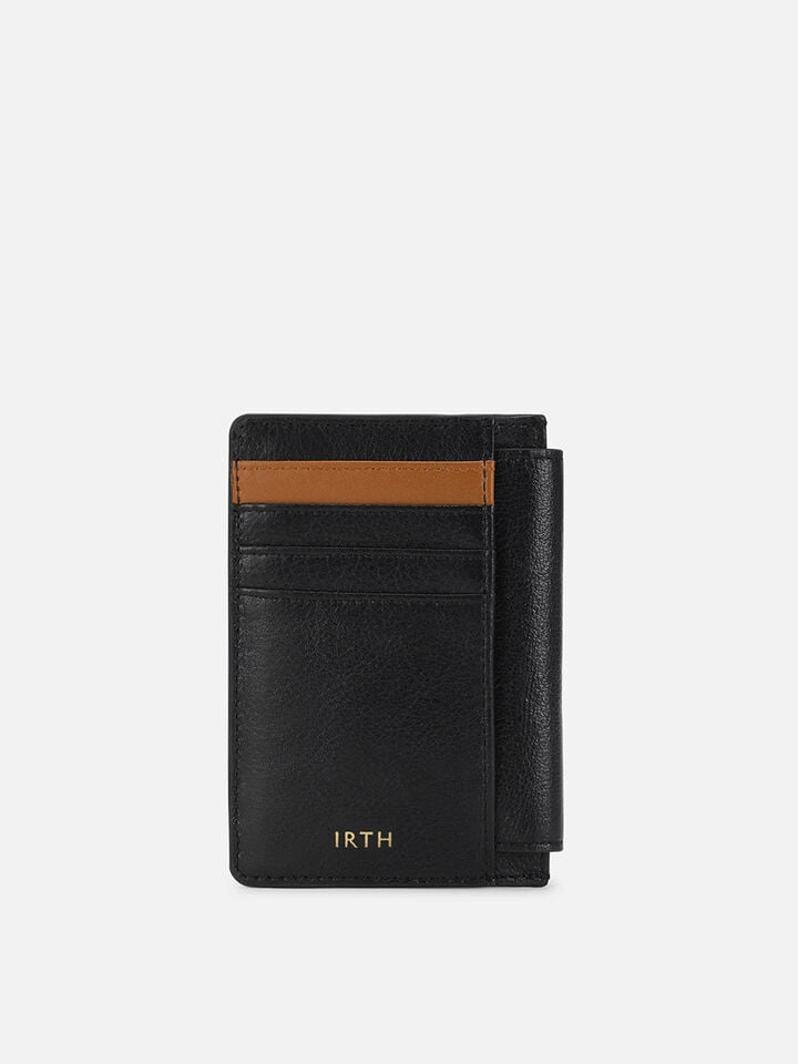 Flip Leather Card Holder - Black