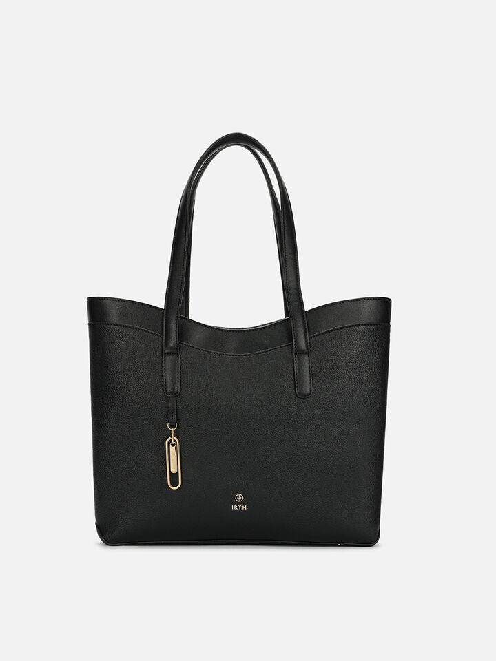 Faye Textured Tote - Black