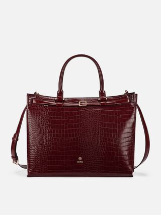 Stephanie Croco Work Bag - Dark Cherry